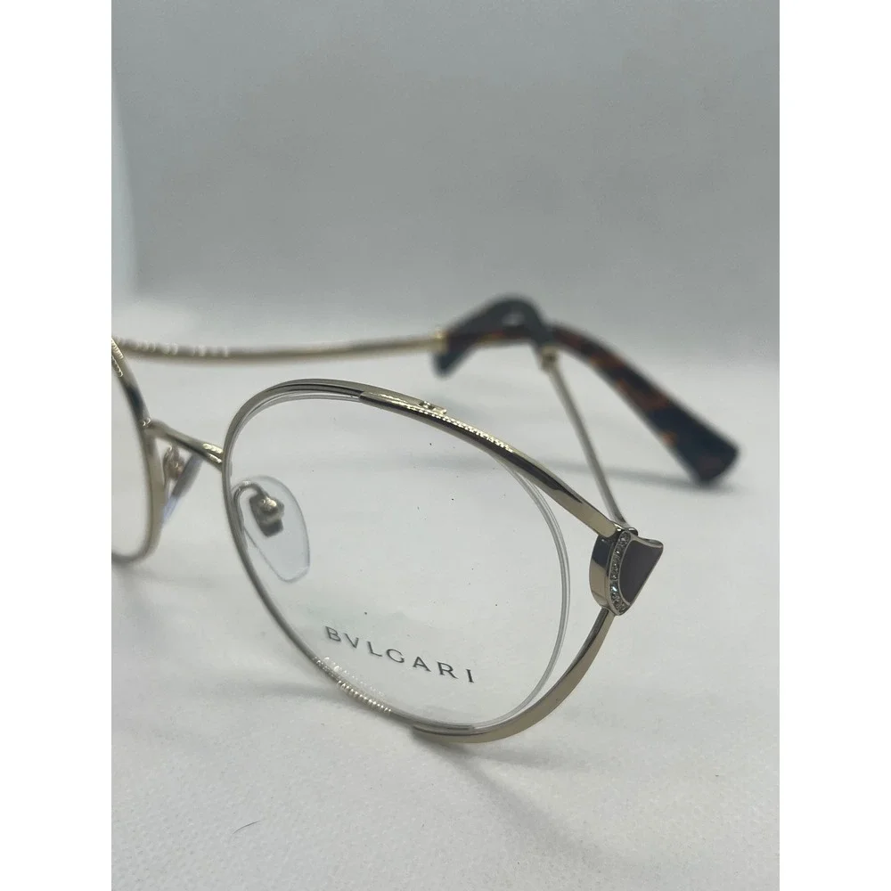 Bvlgari‎ 2245-B Pale Gold Round Eyeglasses Frames 278 54-19-140 Tortoise Tips